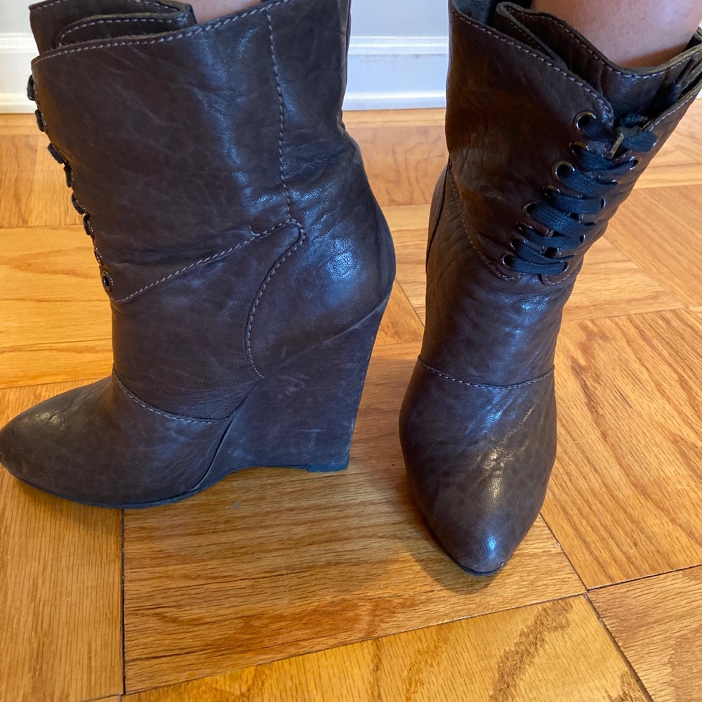 Giuseppe Zanotti brown leather wedge ankle boots